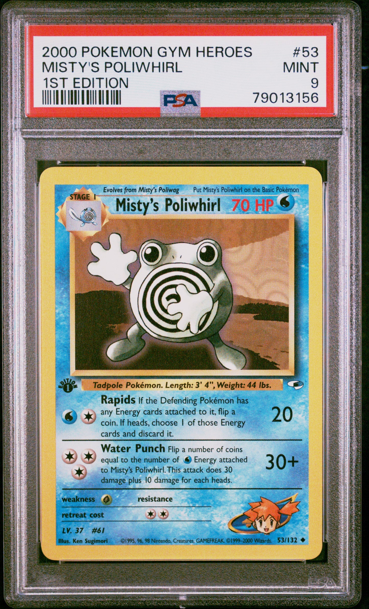 2000 Pokemon Gym Heroes Misty's Poliwhirl #53 1st Edition