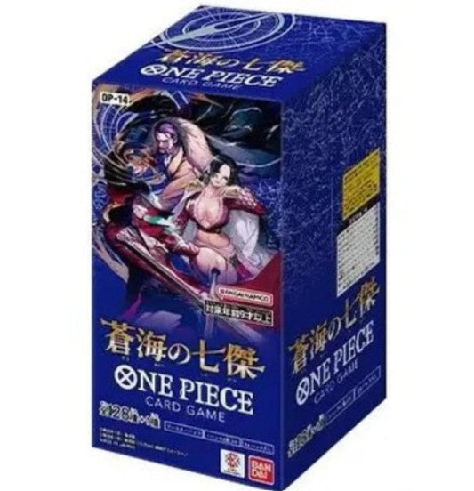 One Piece card game box with characters on a blue background